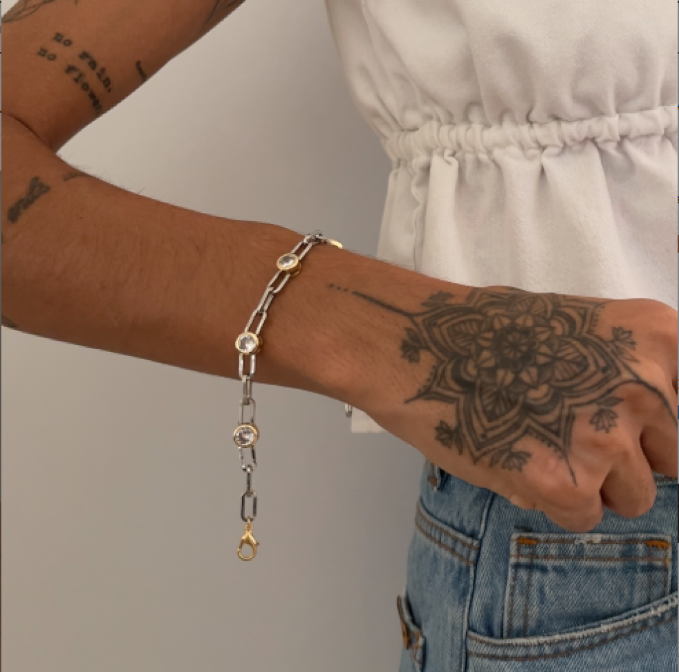 Pulseira Elo Cartier Pontos de Luzes Duo
