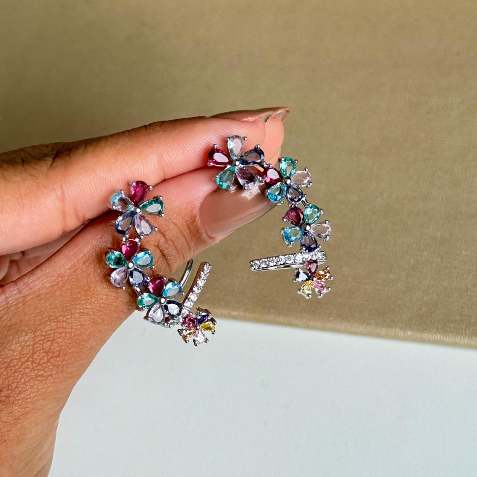 Brinco Ear Cuff Flores Colors - #4