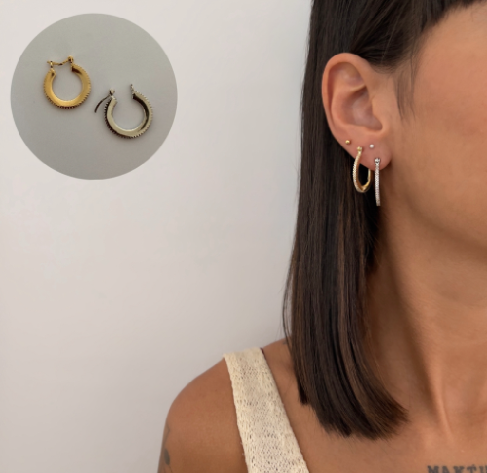 Brinco Argola Liso & Zircônias