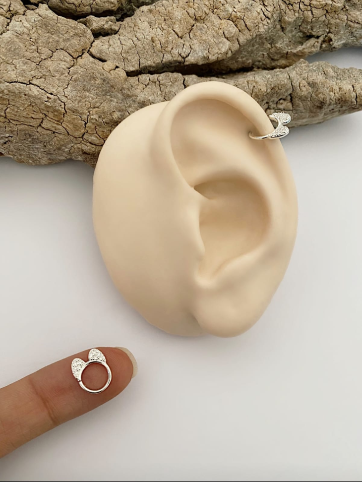 Piercing Argola Gatinho Cravejado | Prata 925