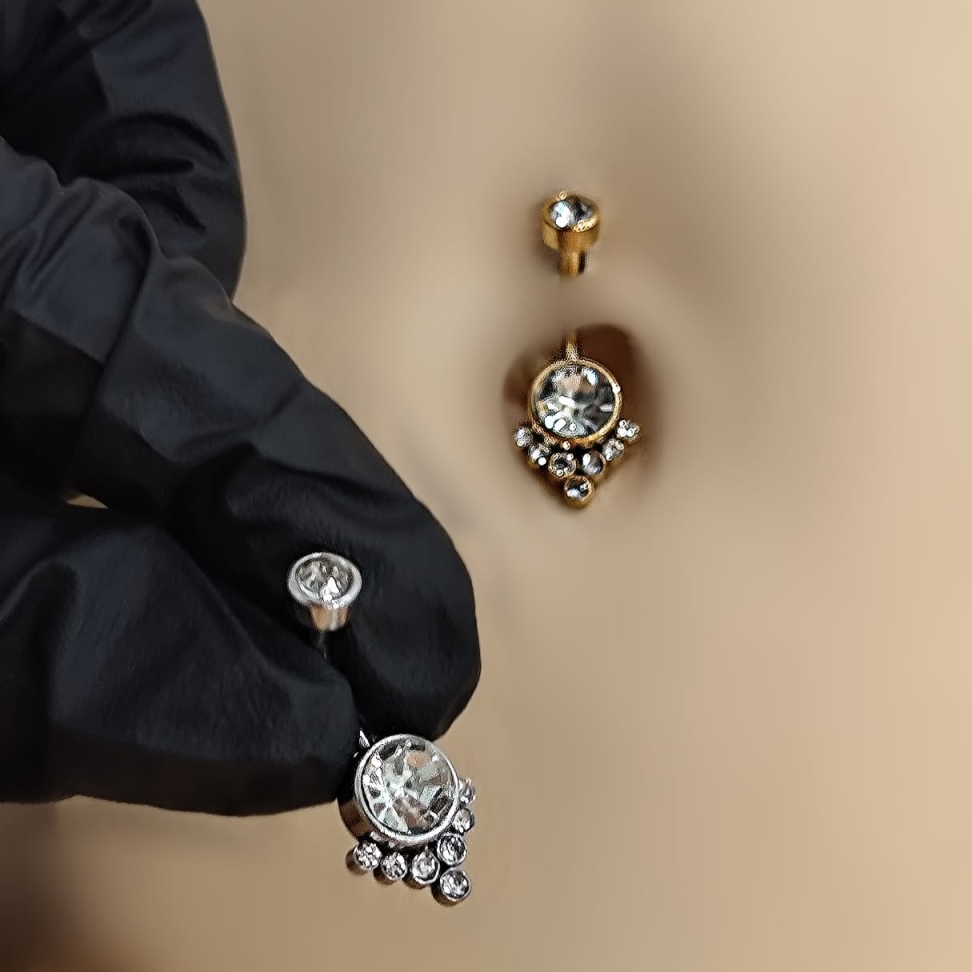 Piercing Umbigo Ponto de Luz Cristal | Titânio