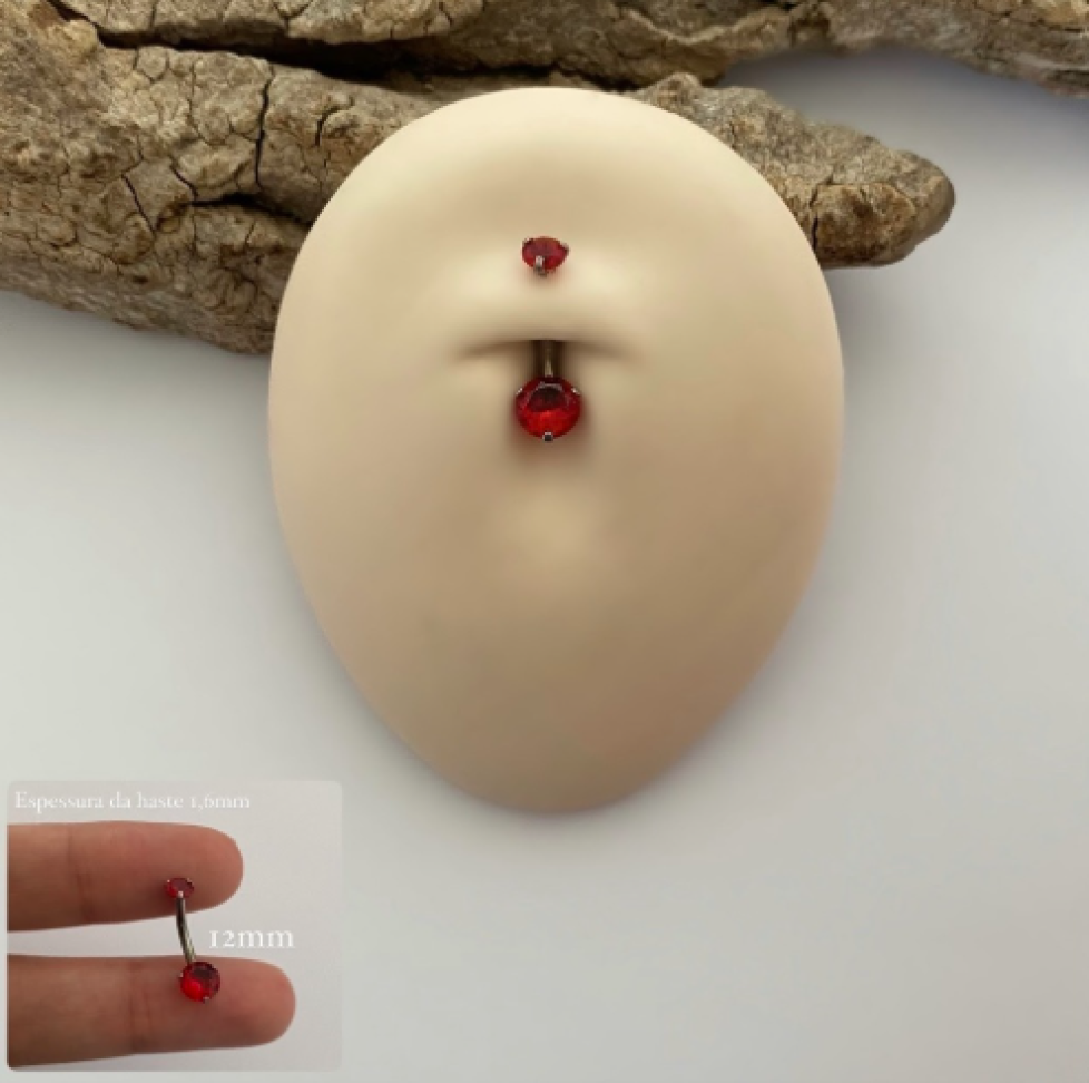 Piercing Umbigo Esferas Vermelho