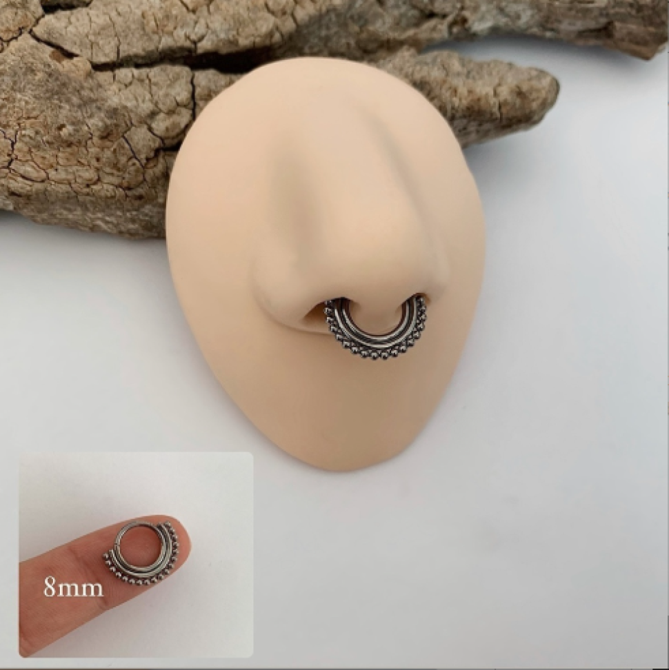 Piercing Argola Segmentada Dupla & Bolinhas | Titânio
