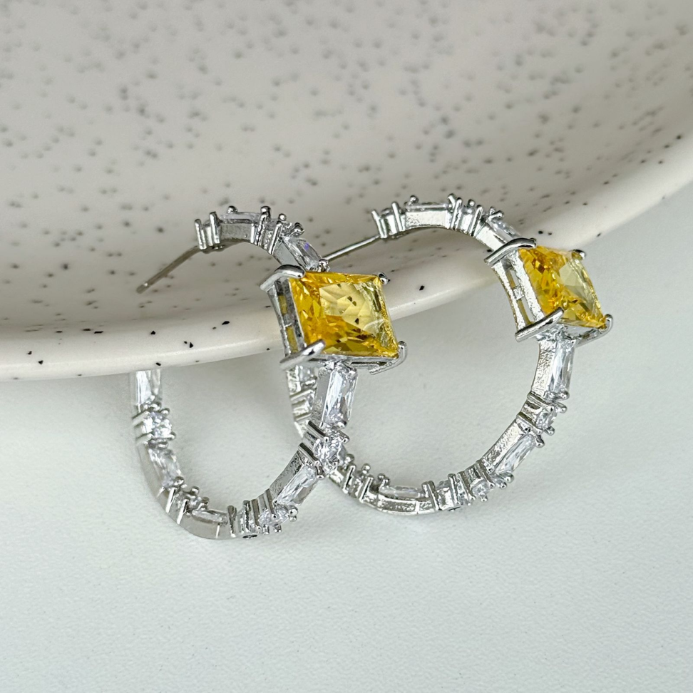 Brinco Argola Zircônias Square - #8