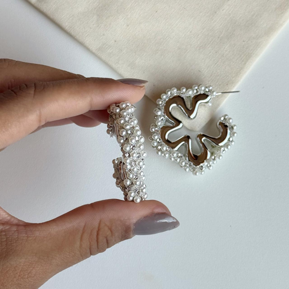 Brinco Argola Flor Pérolas - #4