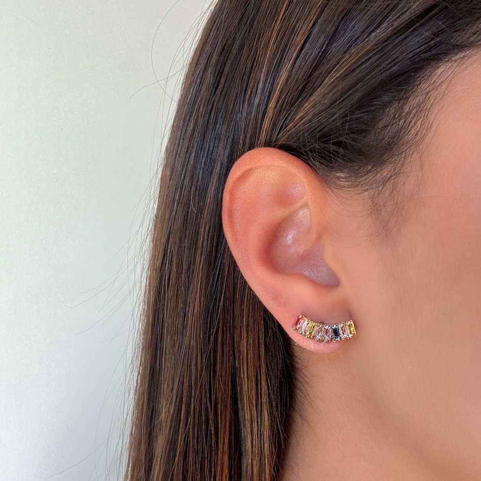 Brinco Earcuff Riviera Baguete Colors
