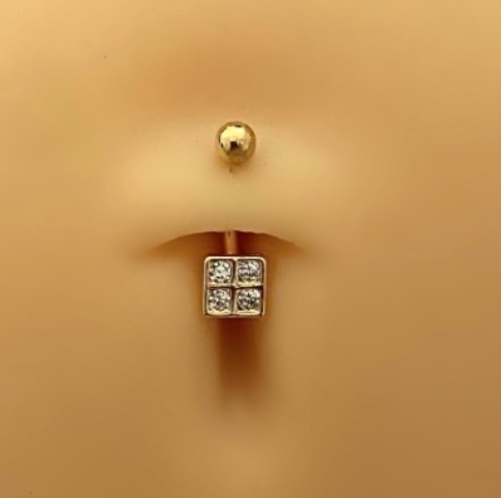Piercing Barbell Adorno Square Zircônias
