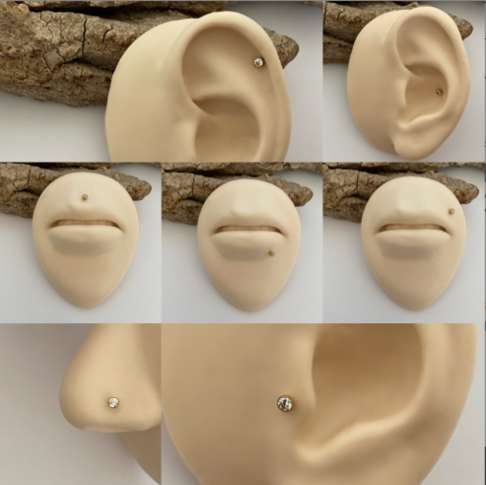 Piercing Labret Push Pin Ponto de Luz 8x1.2x3mm | Titânio