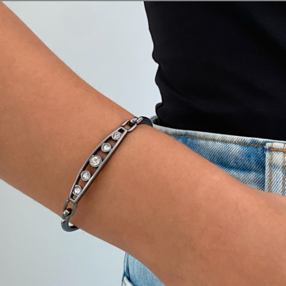 Bracelete Ródio Negro Zircônias