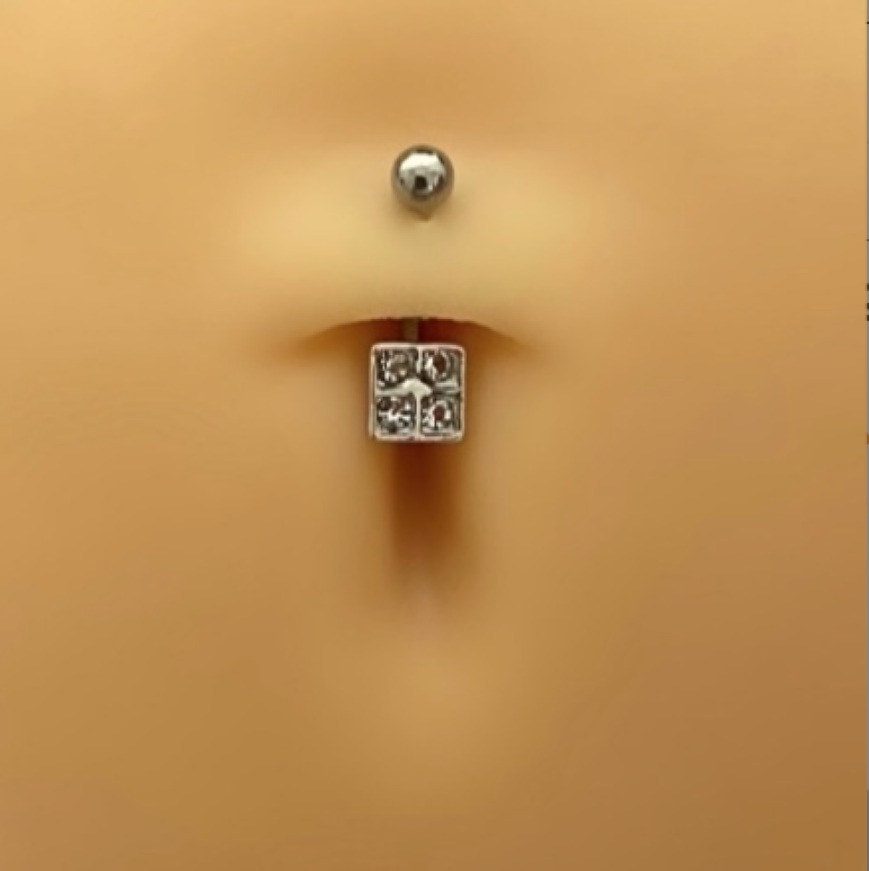 Piercing Barbell Adorno Square Zircônias