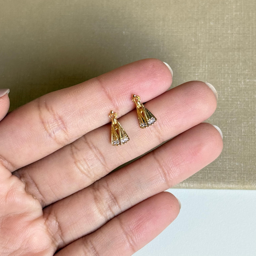 Brinco Mini Nossa Senhora Aparecida Zircônias