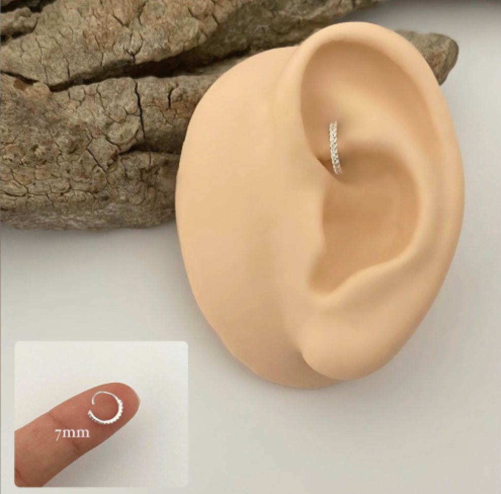 Piercing Torção 7mm Zircônias | Prata 925 - #4