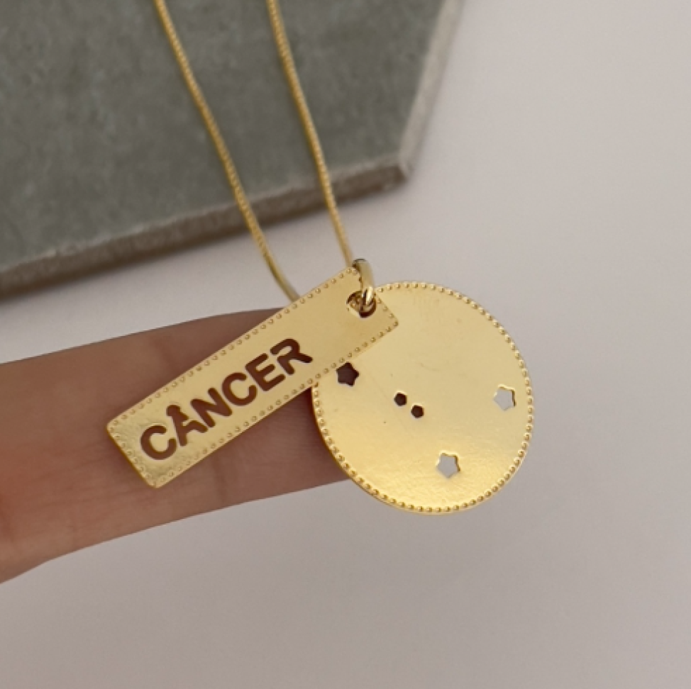 Colar Pingente Placa Signos Dourado - #3