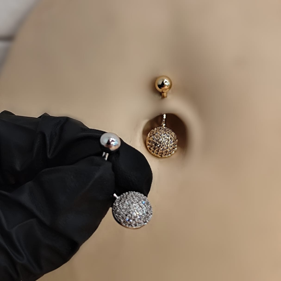 Piercing Umbigo Esfera Cravejada