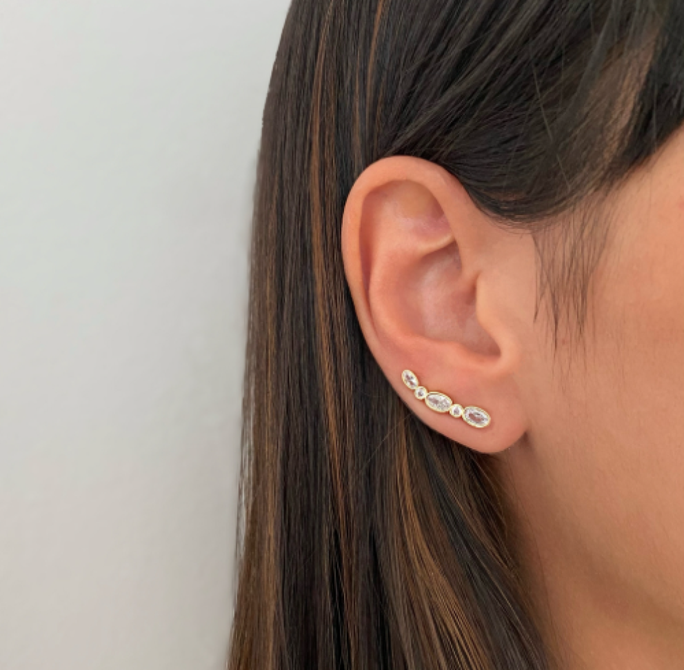 Brinco Ear Cuff Zircônias Cristal