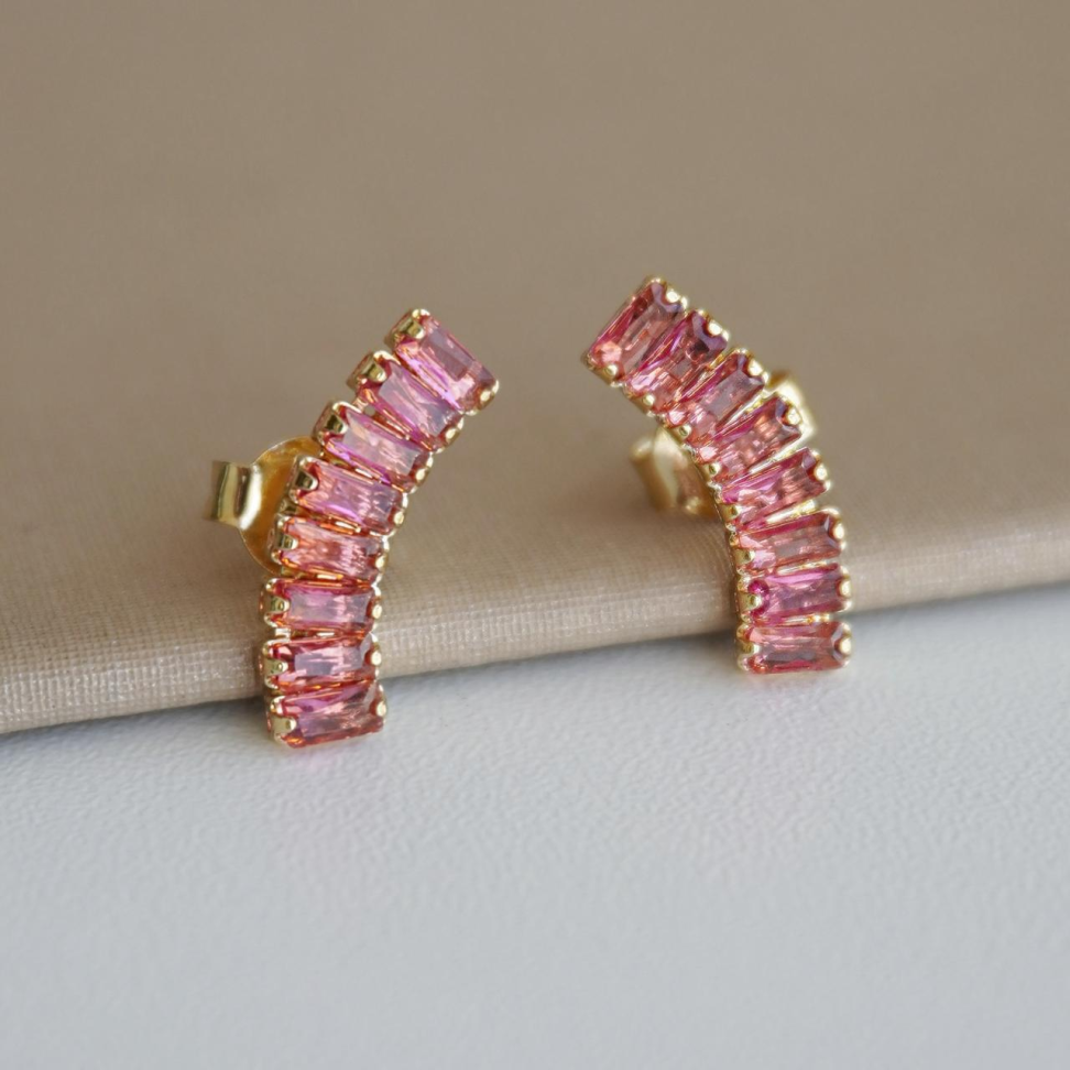 Brinco Earcuff Riviera Baguete Rosa - #3