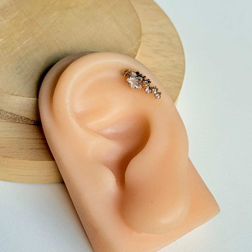 Piercing Labret Earcuff Estrelas