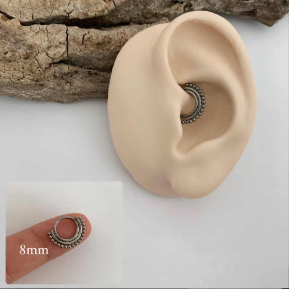 Piercing Argola Segmentada Dupla & Bolinhas | Titânio