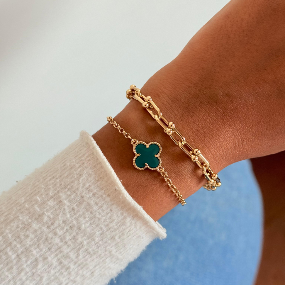 Pulseira Trevo Resinado Verde