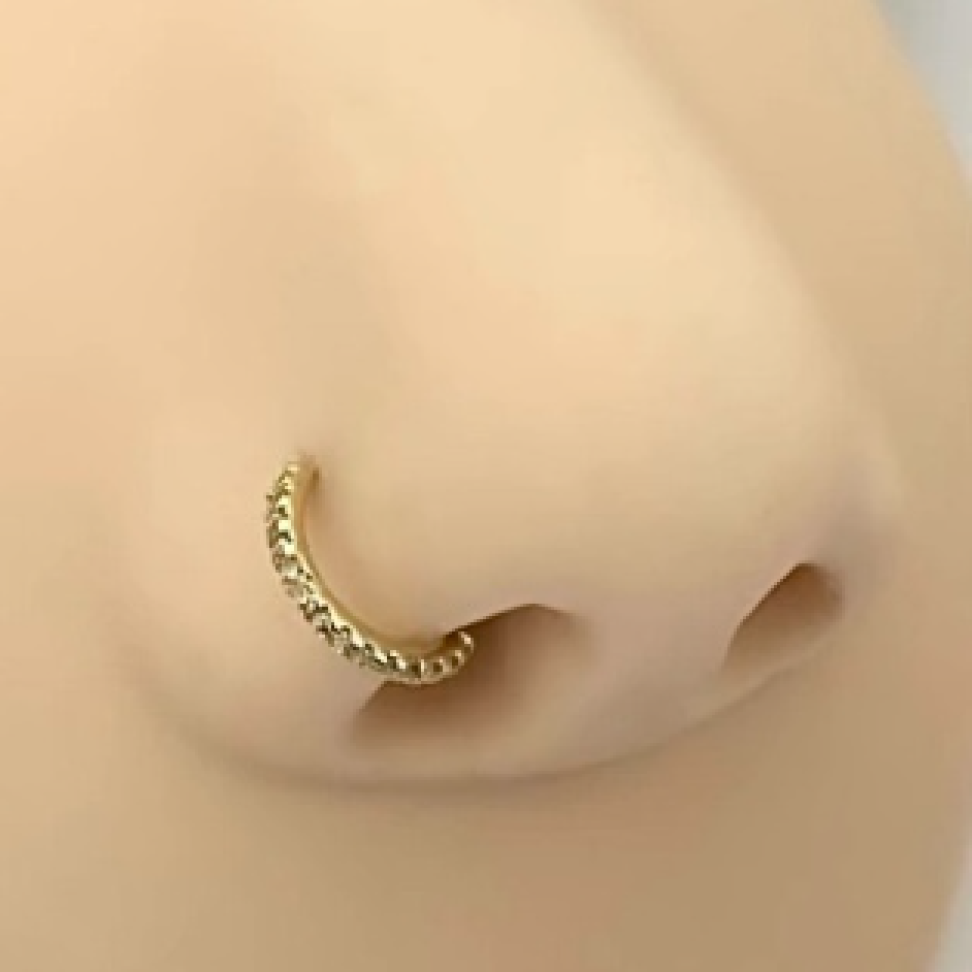Piercing Argola Torção Zircônias 7x0.8mm