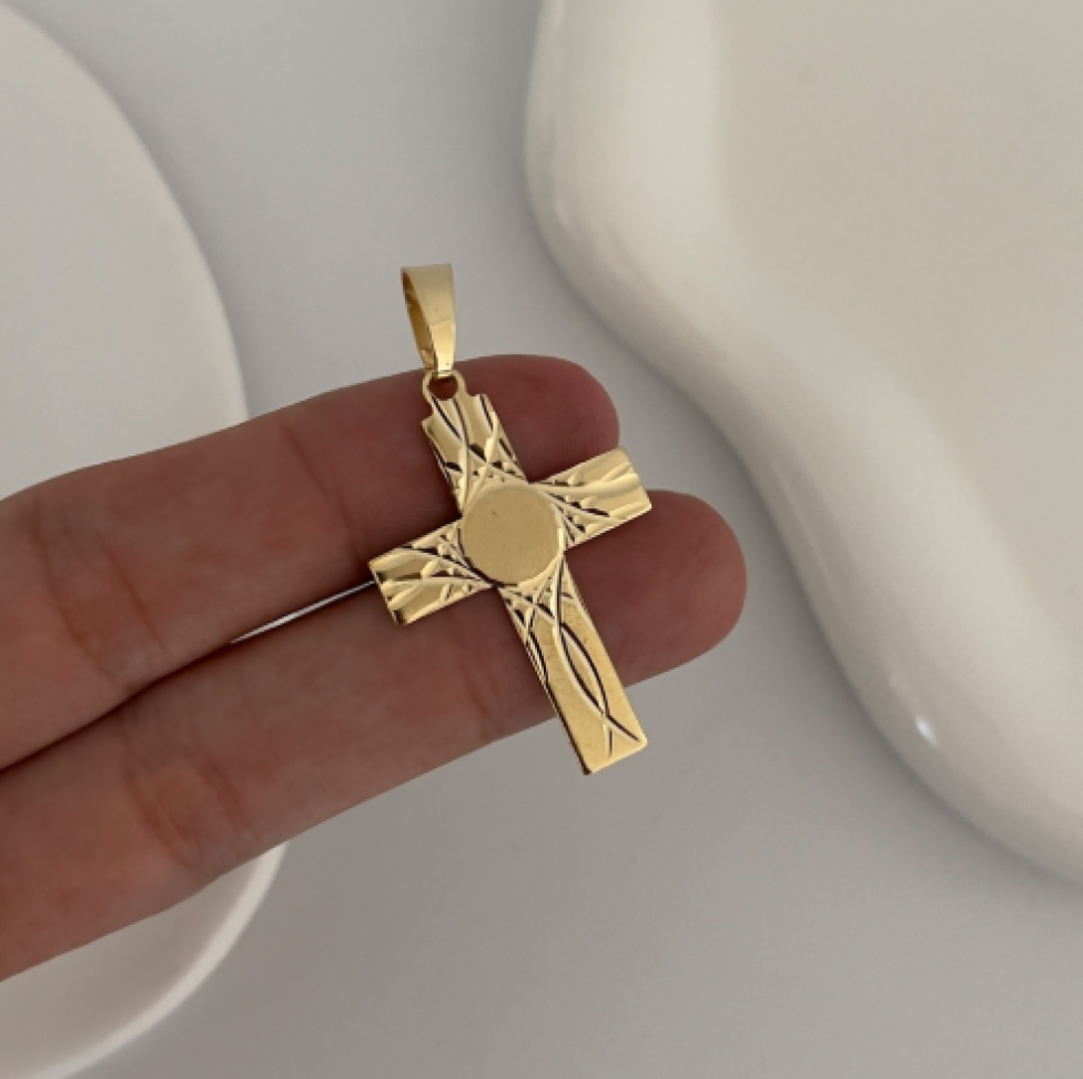 Pingente Cruz Diamantada Círculo