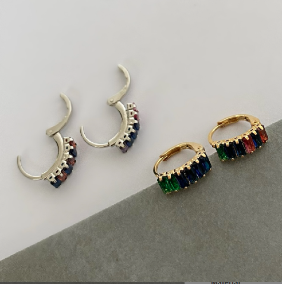 Brinco Argola Baguete Colors