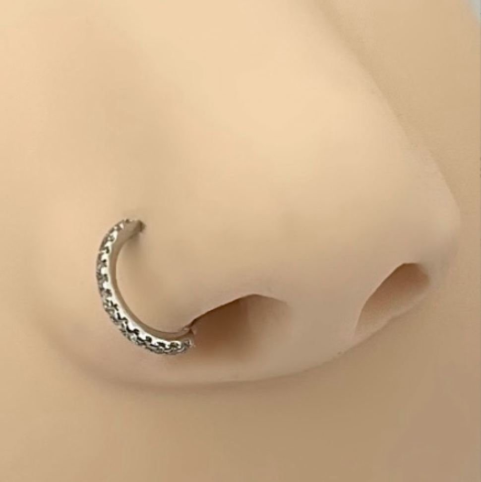Piercing Argola Torção Zircônias 7x0.8mm
