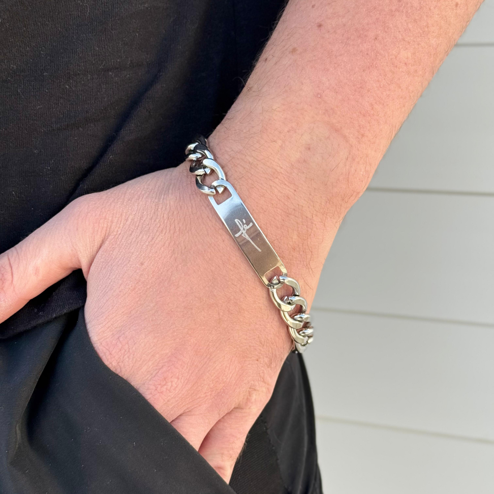 Pulseira Masculina Elo Chapa Fé | Aço Inox