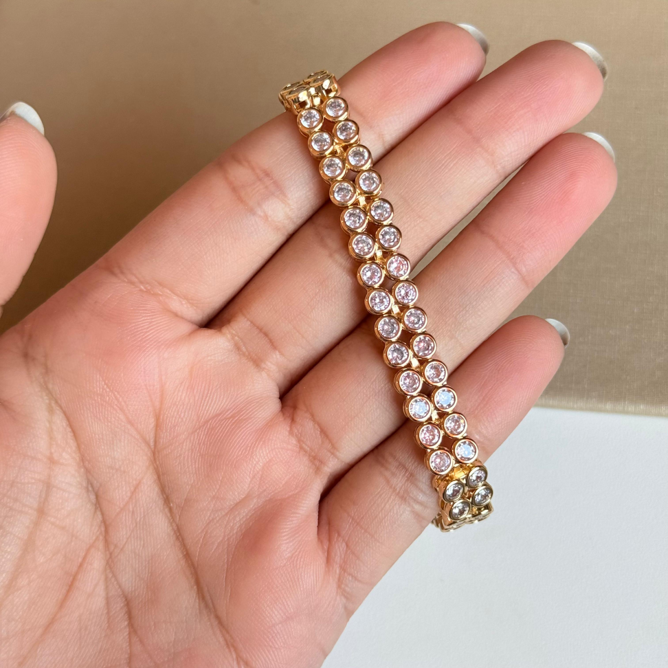 Pulseira 2 Fileiras Círculos Zircônias