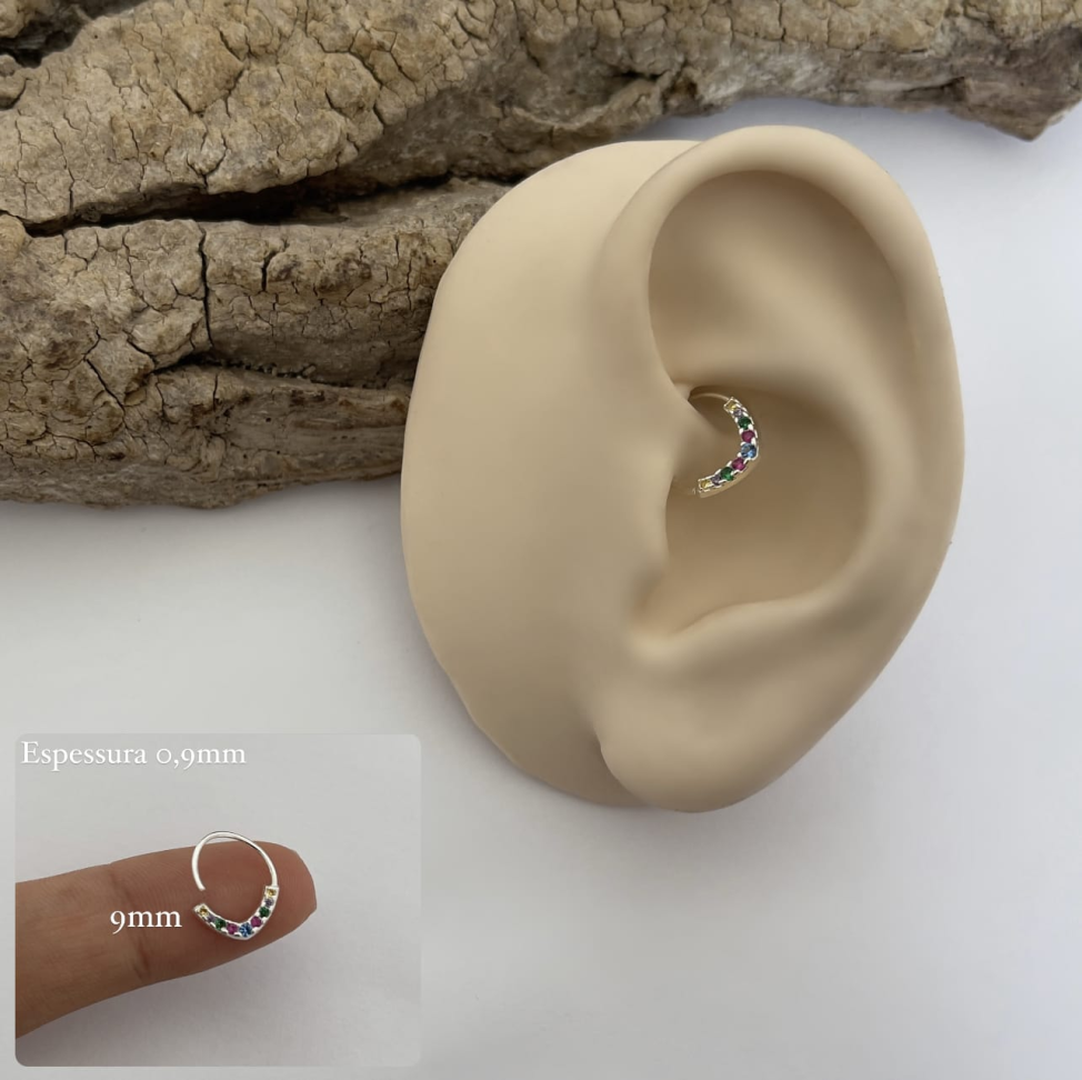 Piercing Argola Torção V Colors | Prata 925
