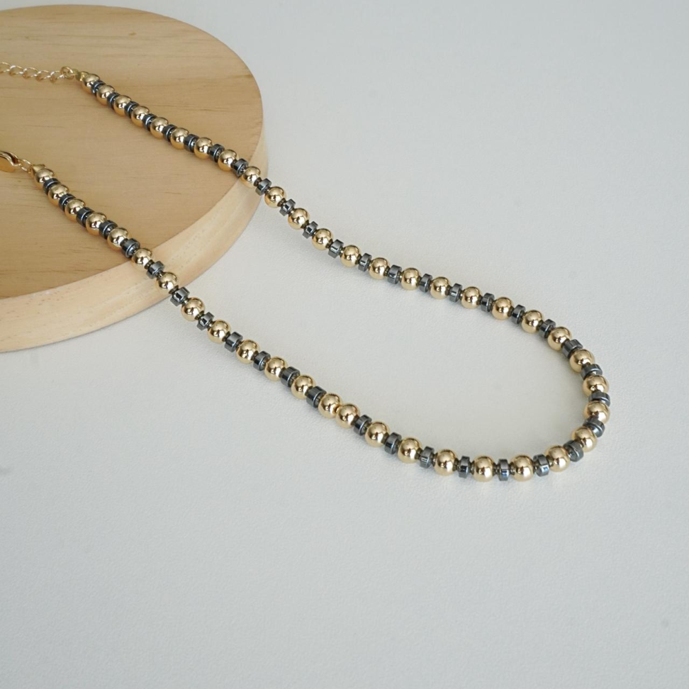 Colar Choker Esferas & Hematitas