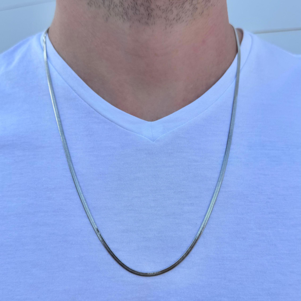 Colar Masculino 60cm Fita Diamantada | Aço Inox