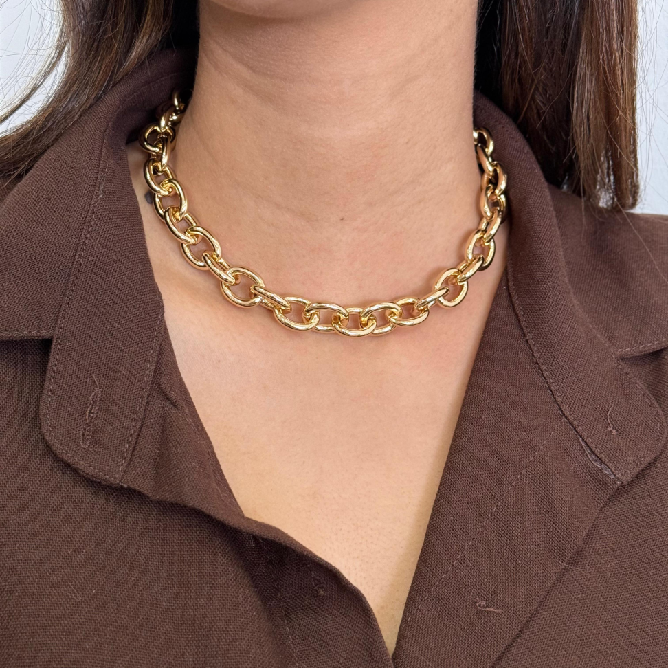 Colar Choker Elos Ovais