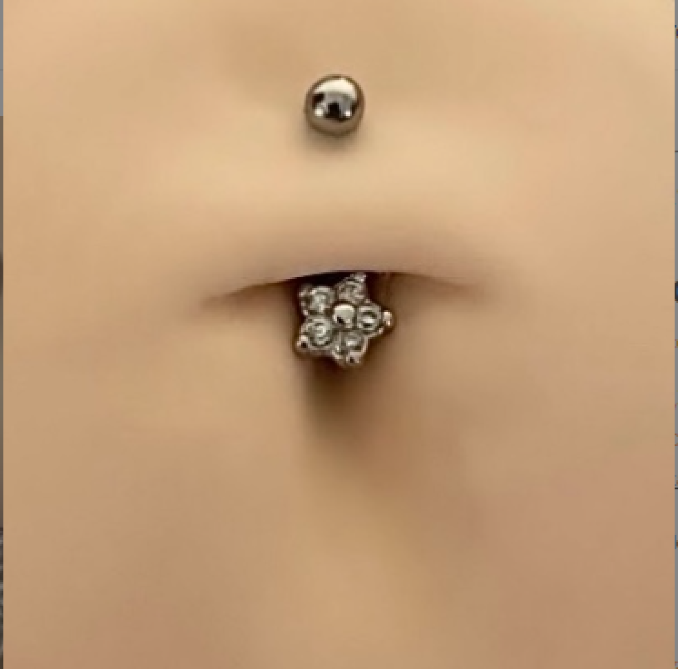 Piercing Barbell Adorno Flor Zircônias