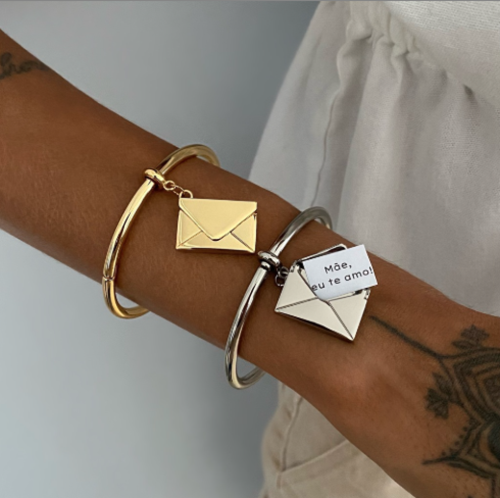 Bracelete Liso Pingente Envelope