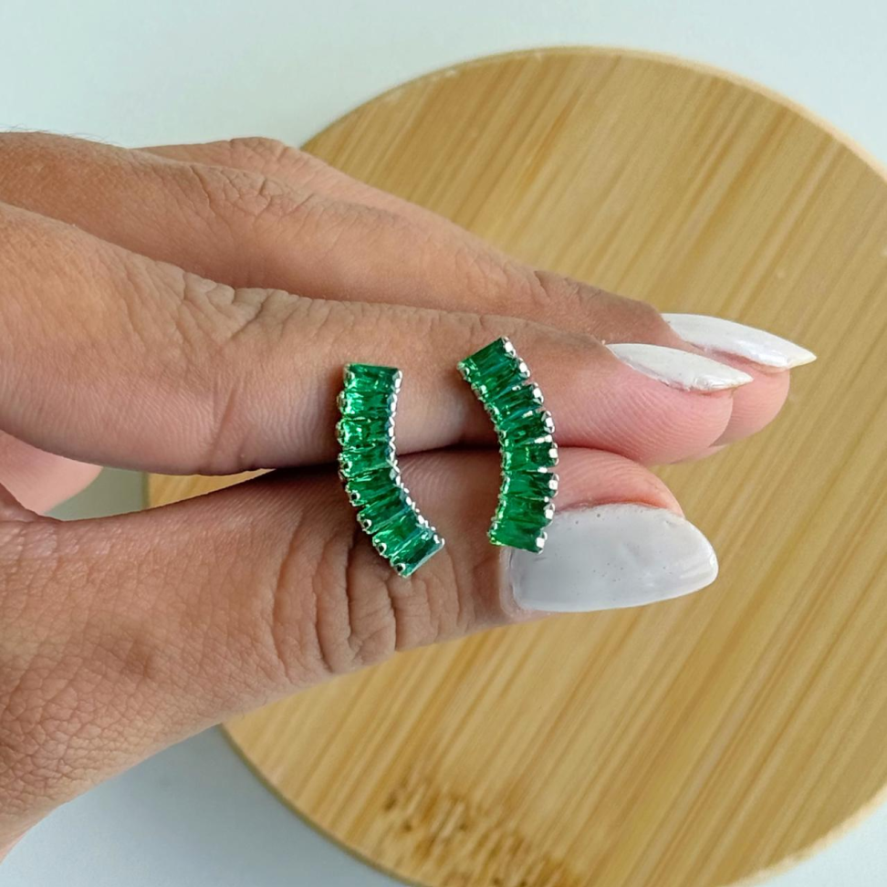 Brinco Earcuff Riviera Baguete Verde - #4