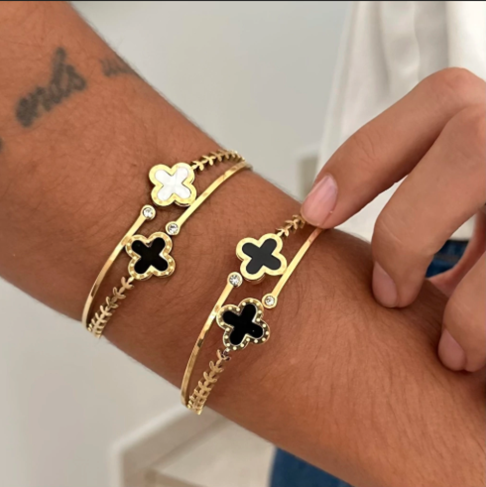 Bracelete Trevo de Ramo | Aço Inox