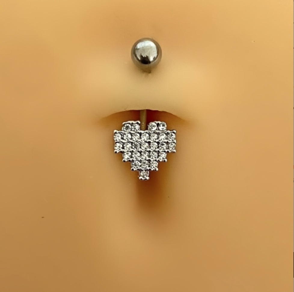 Piercing Umbigo Coração Pixels