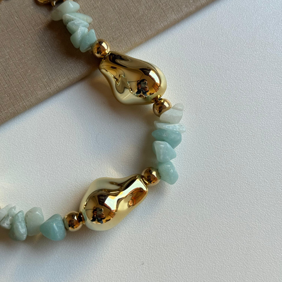 Pulseira Gotas Orgânicas & Cascalhos Verdes