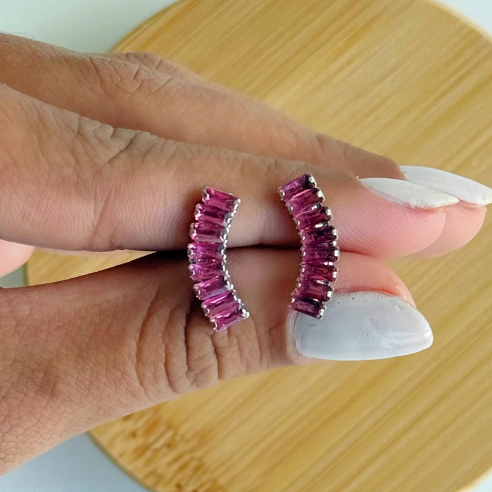 Brinco Earcuff Riviera Baguete Rosa - #4