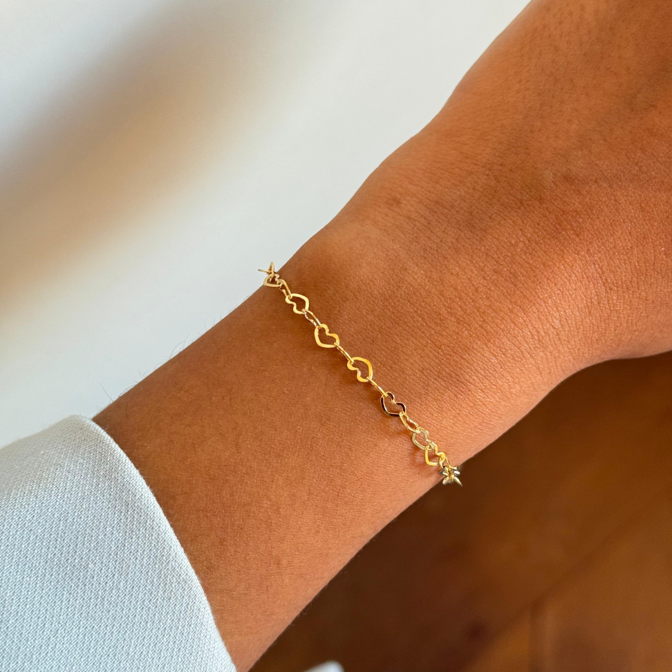 Pulseira Corações Intercalados