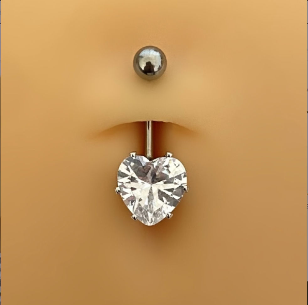 Piercing Umbigo Coração Cristal Maxi