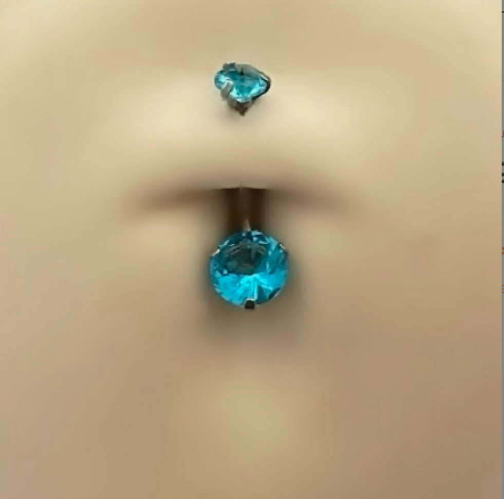 Piercing Umbigo Esferas Azuis