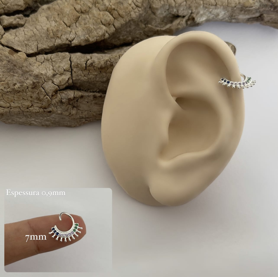 Piercing Argola Torção Shine Colors | Prata 925
