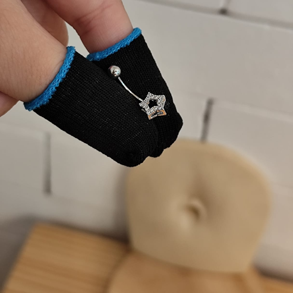 Piercing Umbigo Estrela Vazada Zircônias