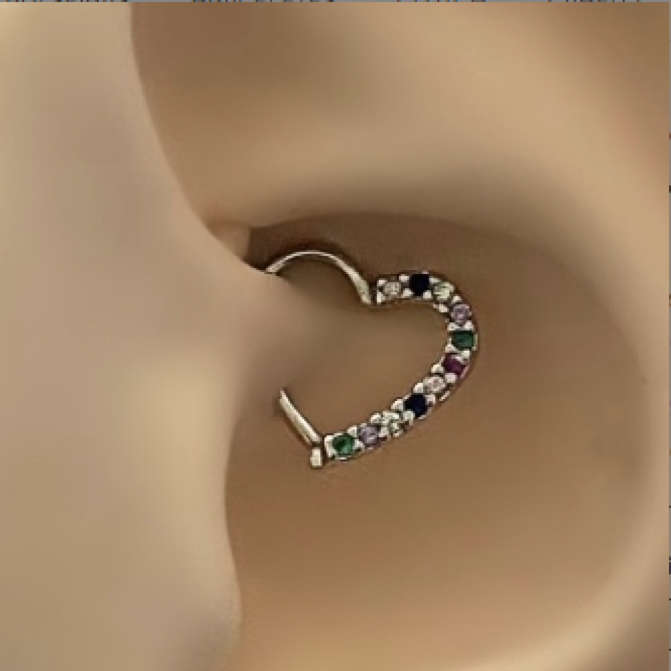 Piercing Torção Coração Colors Prateado
