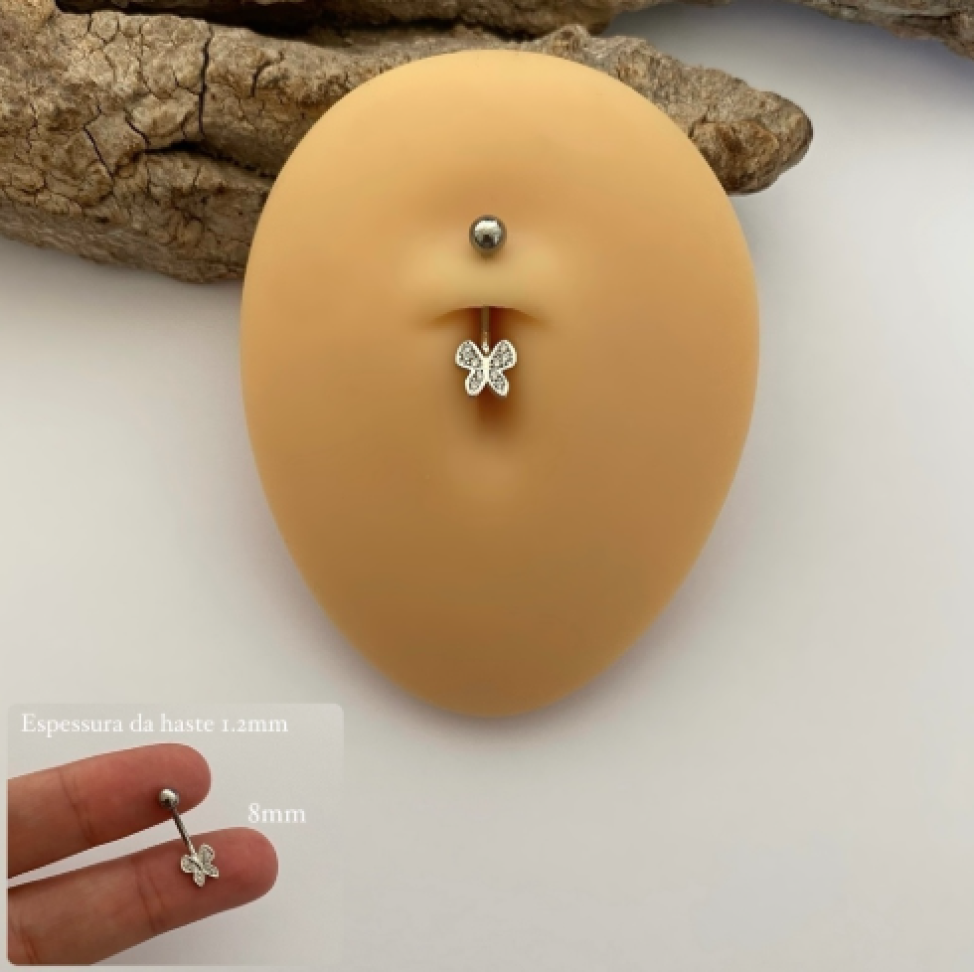 Piercing Umbigo Borboleta Cravejada