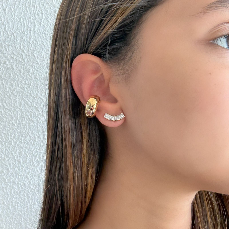Brinco Ear Cuff Baguete Cristal