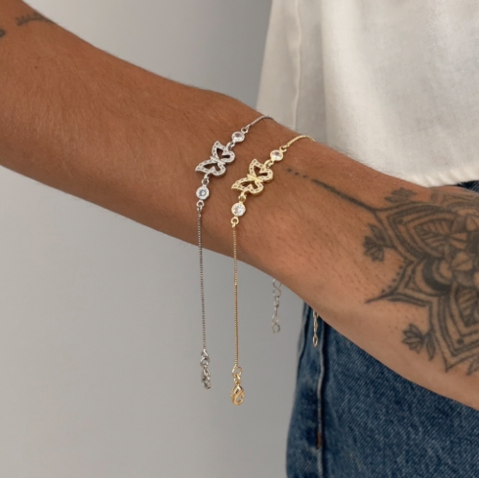 Pulseira Borboleta Cristal