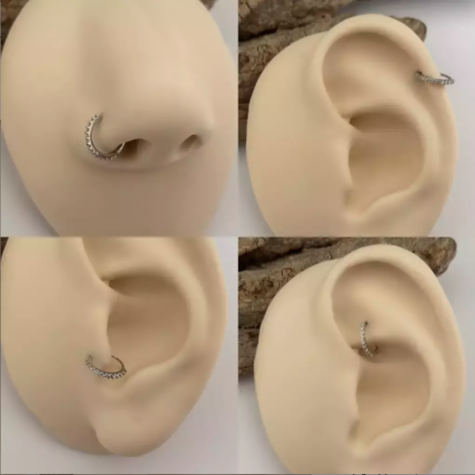 Piercing Argola Torção Zircônias 7x0.8mm - #4
